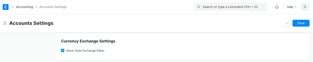 Currency Exchange Settings 
